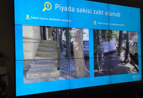 Bakı Nəqliyyat Agentliyi: Piyada səkiləri bir çox yerlərdə ticarət obyektləri tərəfindən zəbt olunub (FOTO)