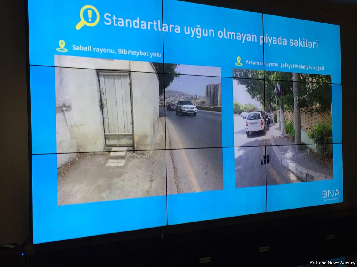 Bakı Nəqliyyat Agentliyi: Piyada səkiləri bir çox yerlərdə ticarət obyektləri tərəfindən zəbt olunub (FOTO)