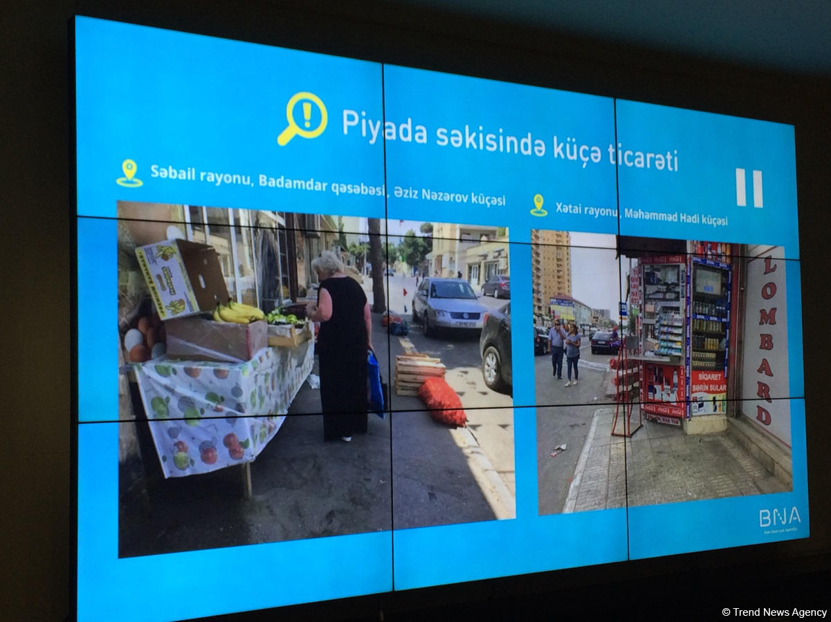 Bakı Nəqliyyat Agentliyi: Piyada səkiləri bir çox yerlərdə ticarət obyektləri tərəfindən zəbt olunub (FOTO)