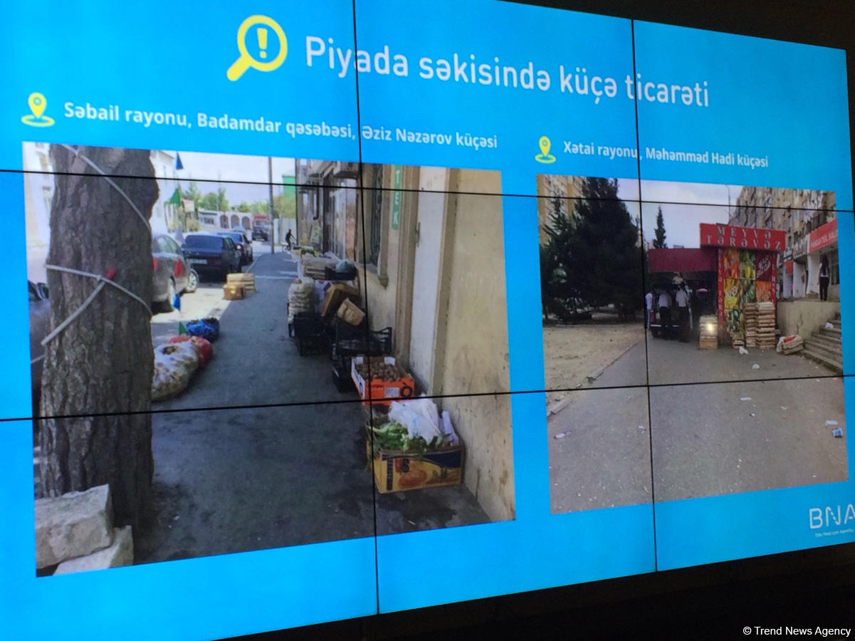 Bakı Nəqliyyat Agentliyi: Piyada səkiləri bir çox yerlərdə ticarət obyektləri tərəfindən zəbt olunub (FOTO)