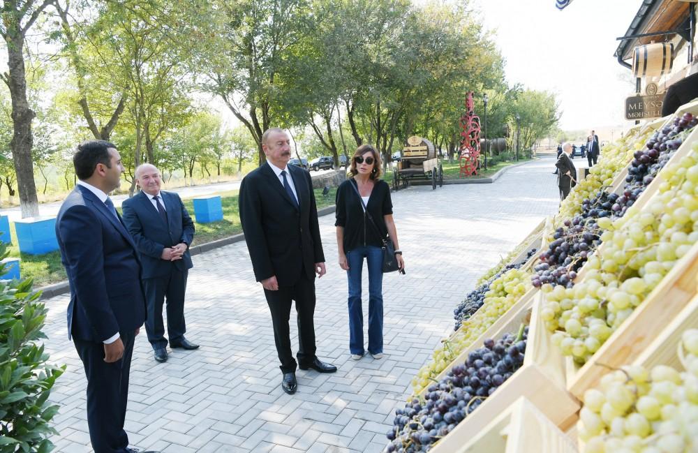 Prezident İlham Əliyev və birinci xanım Mehriban Əliyeva Şamaxıda üzümçülük və şərabçılıq kompleksinin açılışında iştirak ediblər (FOTO)