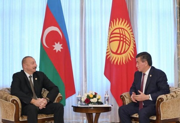 Azərbaycan Prezidenti İlham Əliyevin Qırğızıstan Prezidenti Sooronbay Jeenbekov ilə görüşü olub (YENİLƏNİB) (FOTO)