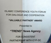 TREND İnformasiya Agentliyinə İslam Əməkdaşlıq Təşkilatı Gənclər Forumunun mükafatı təqdim olunub (FOTO)