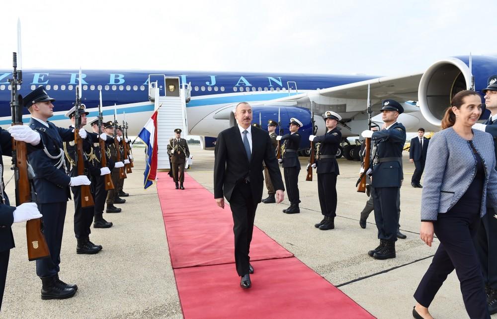 Azərbaycan Prezidenti İlham Əliyev Xorvatiyaya rəsmi səfərə gəlib (FOTO)