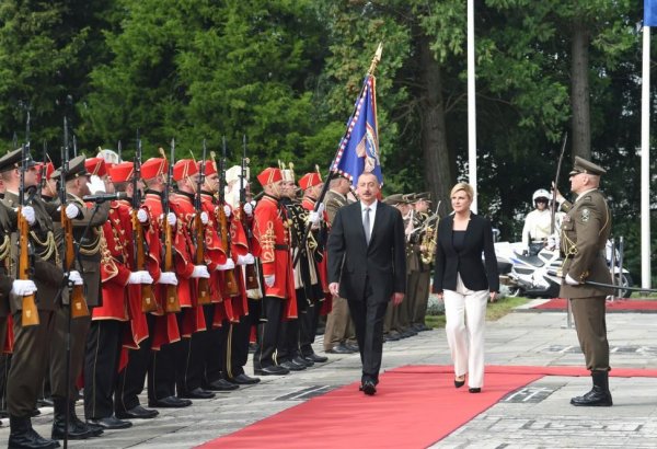 Prezident İlham Əliyevin Zaqrebdə rəsmi qarşılanma mərasimi olub (FOTO)
