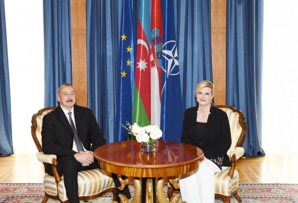 Azərbaycan və Xorvatiya prezidentlərinin təkbətək görüşü olub (FOTO)