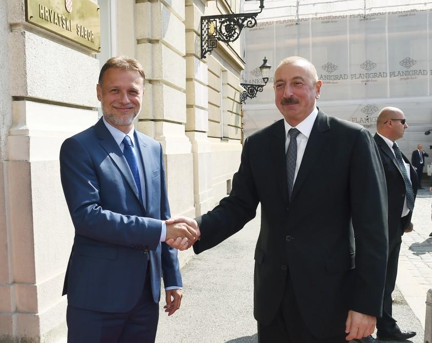 Prezident İlham Əliyev Xorvatiya parlamentinin sədri ilə görüşüb (FOTO)