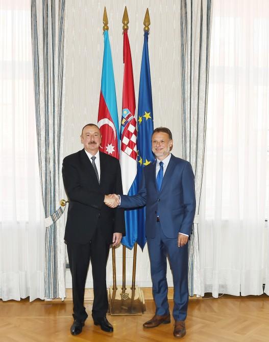 Prezident İlham Əliyev Xorvatiya parlamentinin sədri ilə görüşüb (FOTO)