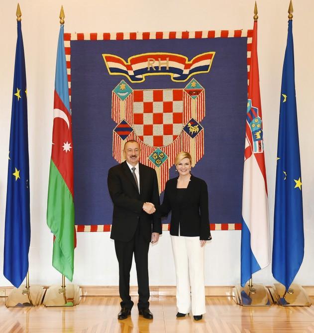 Prezident İlham Əliyevin Zaqrebdə rəsmi qarşılanma mərasimi olub (FOTO)