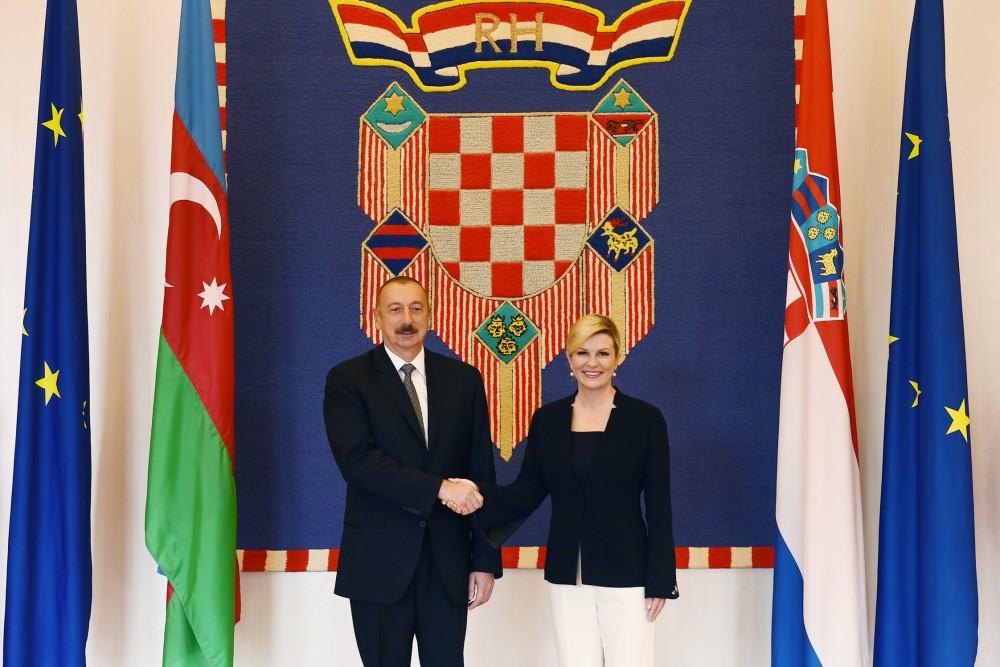 Prezident İlham Əliyevin Zaqrebdə rəsmi qarşılanma mərasimi olub (FOTO)