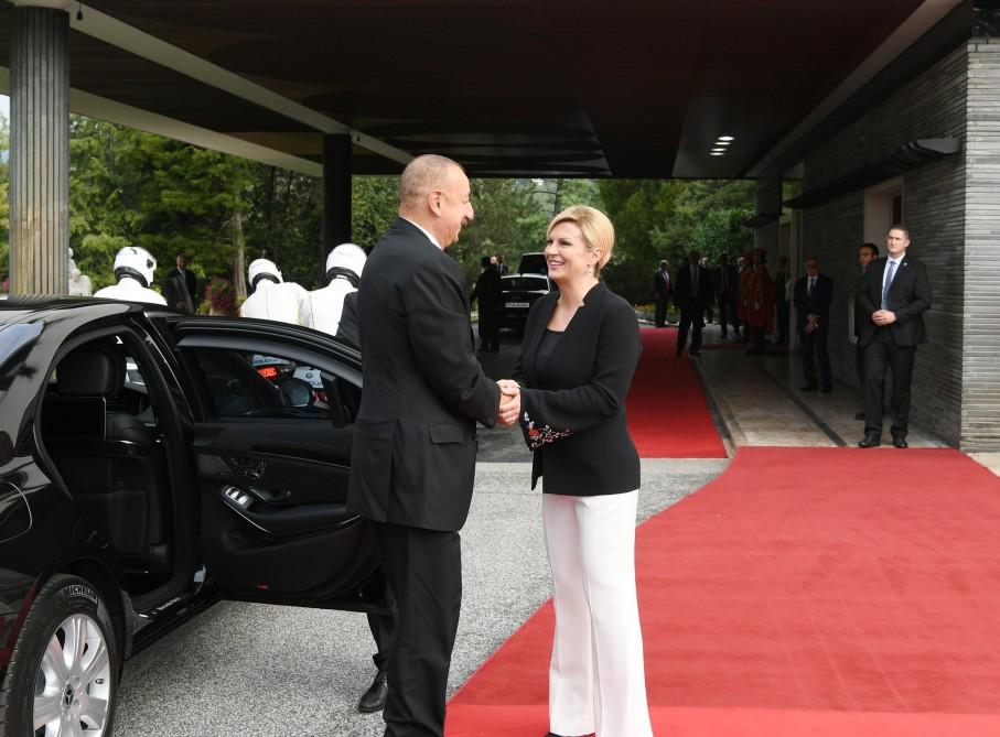 Prezident İlham Əliyevin Zaqrebdə rəsmi qarşılanma mərasimi olub (FOTO)