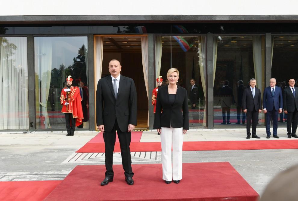 Prezident İlham Əliyevin Zaqrebdə rəsmi qarşılanma mərasimi olub (FOTO)