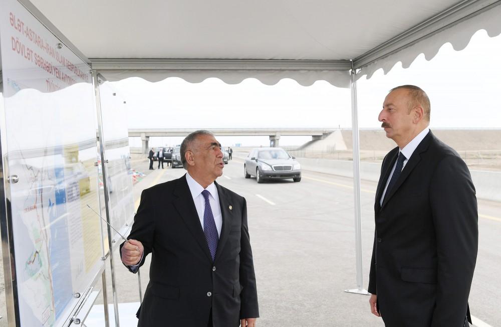 Prezident İlham Əliyev Ələt-Astara-İran İslam Respublikası ilə dövlət sərhədi avtomobil yolunun açılışında iştirak edib (FOTO)