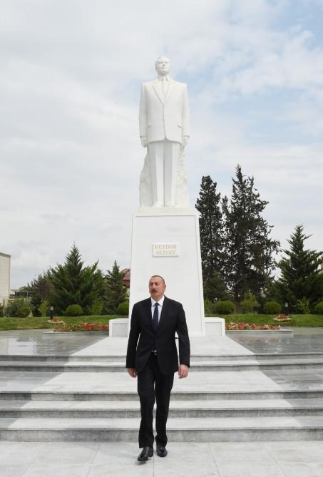 Azərbaycan Prezidenti Biləsuvar rayonuna səfərə gəlib (FOTO)