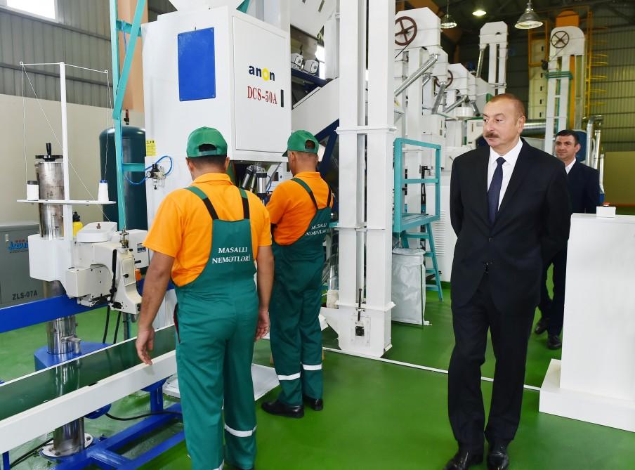 Azərbaycan Prezidenti Masallıda çəltik emalı müəssisəsinin açılışında iştirak edib (FOTO)