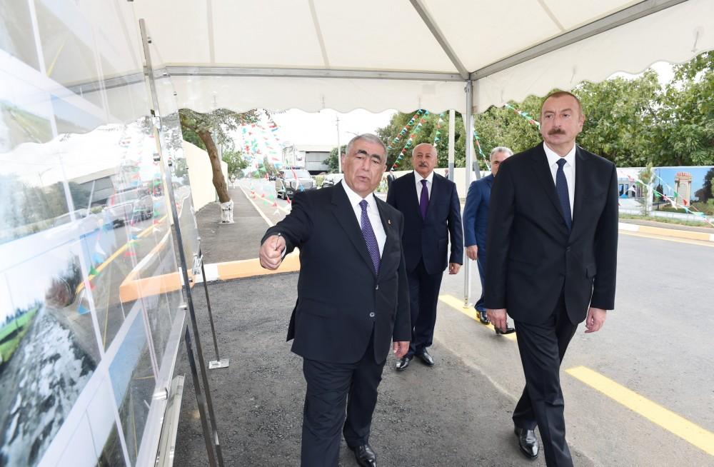 Prezident İlham Əliyev Masallıda avtomobil yolunun açılışında iştirak edib (FOTO)