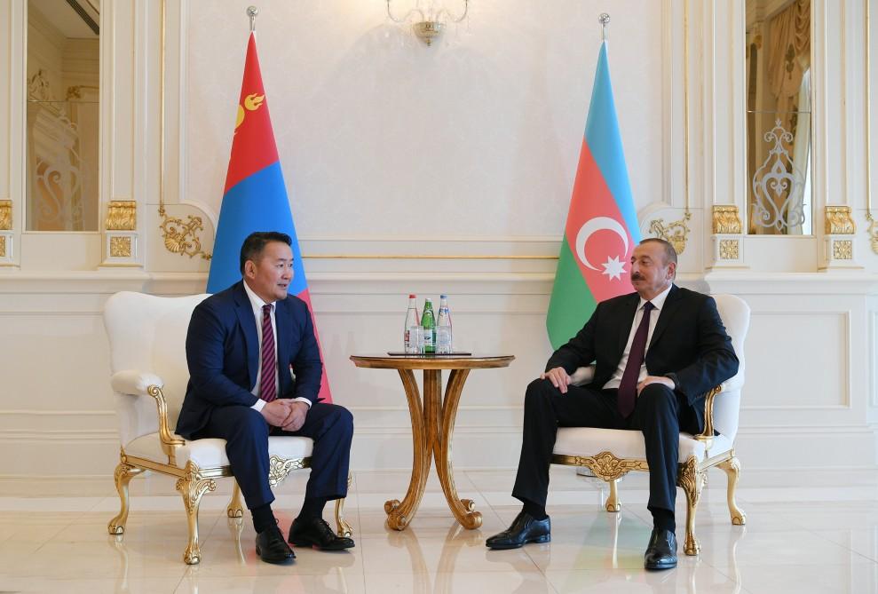 Azərbaycan və Monqolustan prezidentlərinin görüşü olub (FOTO) (YENİLƏNİB)