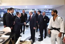 Azərbaycanın Prezidenti və Birinci vitse-prezidenti, Rusiya və Monqolustan prezidentləri cüdo üzrə dünya çempionatının qarışıq komanda yarışlarına baxıblar (YENİLƏNİB-2) (FOTO)