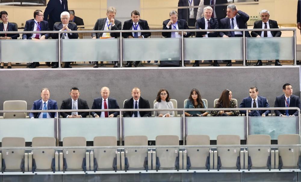 Azərbaycanın Prezidenti və Birinci vitse-prezidenti, Rusiya və Monqolustan prezidentləri cüdo üzrə dünya çempionatının qarışıq komanda yarışlarına baxıblar (YENİLƏNİB-2) (FOTO)