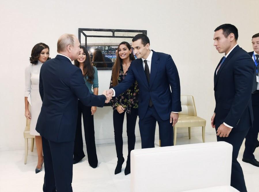 Azərbaycanın Prezidenti və Birinci vitse-prezidenti, Rusiya və Monqolustan prezidentləri cüdo üzrə dünya çempionatının qarışıq komanda yarışlarına baxıblar (YENİLƏNİB-2) (FOTO)