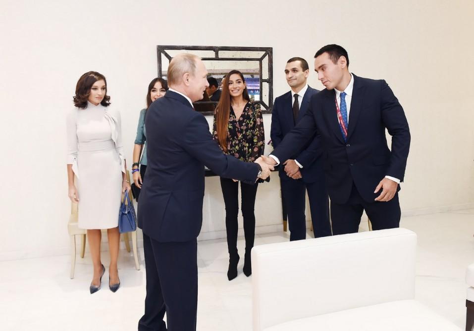Azərbaycanın Prezidenti və Birinci vitse-prezidenti, Rusiya və Monqolustan prezidentləri cüdo üzrə dünya çempionatının qarışıq komanda yarışlarına baxıblar (YENİLƏNİB-2) (FOTO)