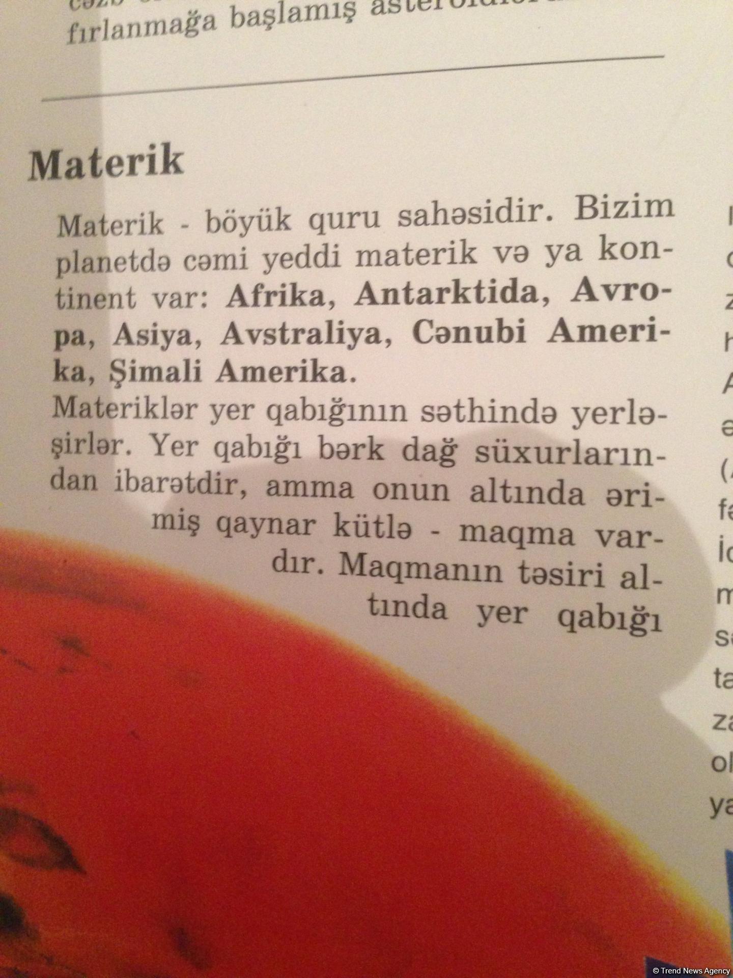 Elmi "YENİLİK": Azərbaycanda uşaqlar üçün hazırlanan ensiklopediyada materiklərin sayı 6 deyil, 7 göstərilib (FOTO)