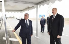 Prezident İlham Əliyev Mingəçevir-Bəhrəmtəpə avtomobil yolunun Qarağacı-Bəhrəmtəpə hissəsinin açılışında iştirak edib (FOTO) (YENİLƏNİB)