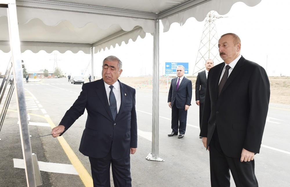 Prezident İlham Əliyev Mingəçevir-Bəhrəmtəpə avtomobil yolunun Qarağacı-Bəhrəmtəpə hissəsinin açılışında iştirak edib (FOTO) (YENİLƏNİB)