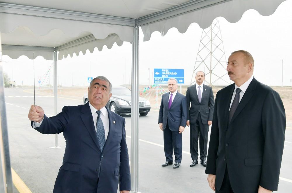 Prezident İlham Əliyev Mingəçevir-Bəhrəmtəpə avtomobil yolunun Qarağacı-Bəhrəmtəpə hissəsinin açılışında iştirak edib (FOTO) (YENİLƏNİB)