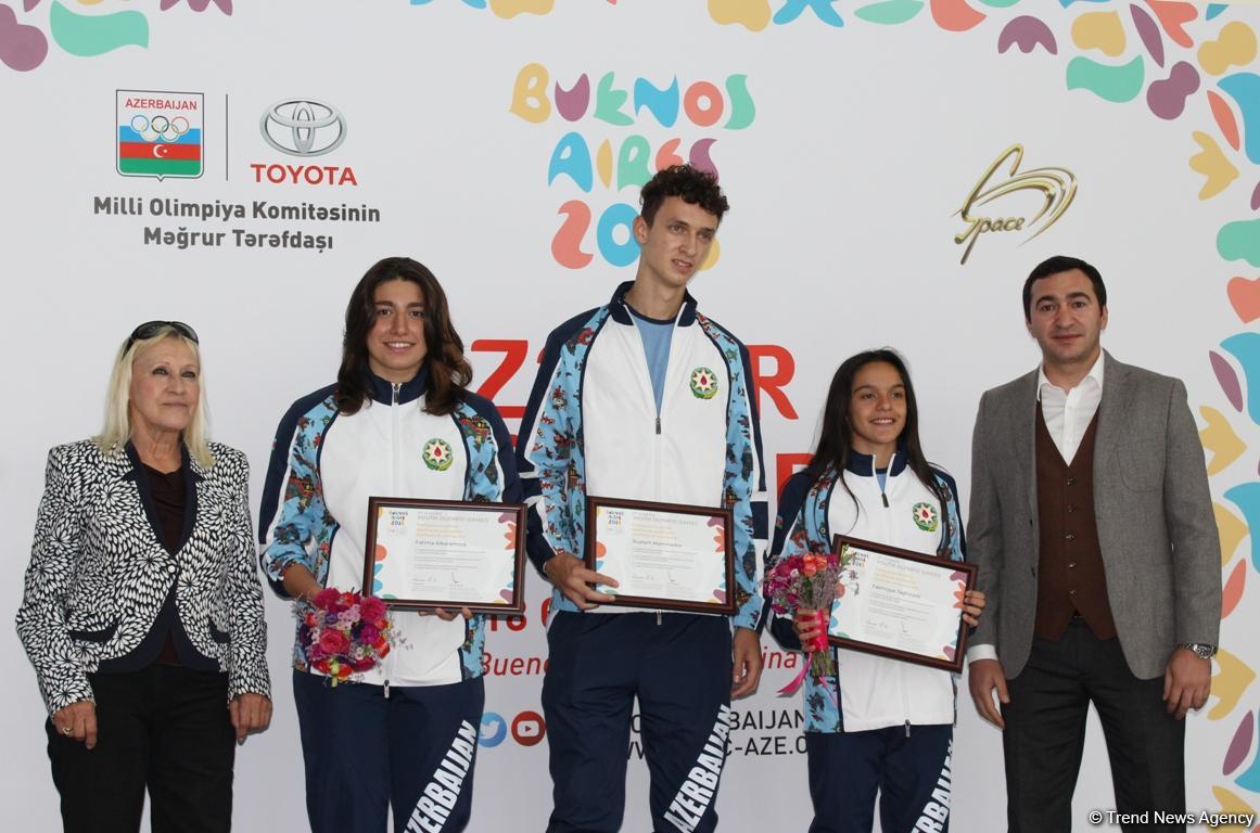 Yeniyetmələrin III Olimpiya Oyunlarında iştirak edən Azərbaycan idmançıları ilə görüş keçirilib (FOTO)