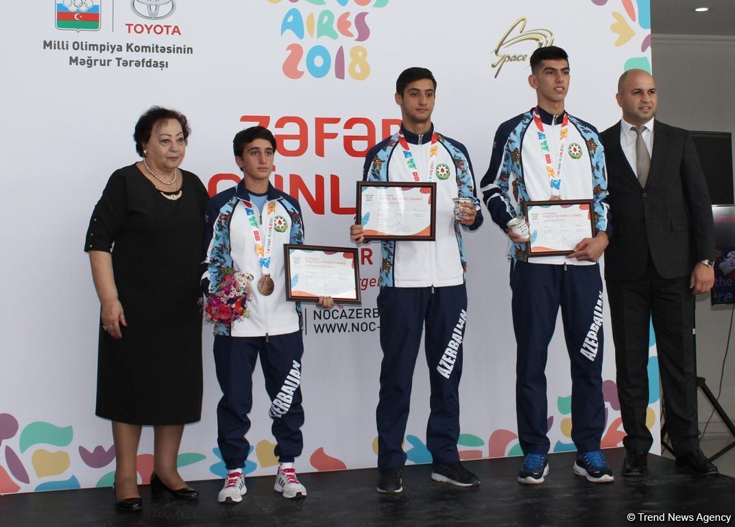 Yeniyetmələrin III Olimpiya Oyunlarında iştirak edən Azərbaycan idmançıları ilə görüş keçirilib (FOTO)