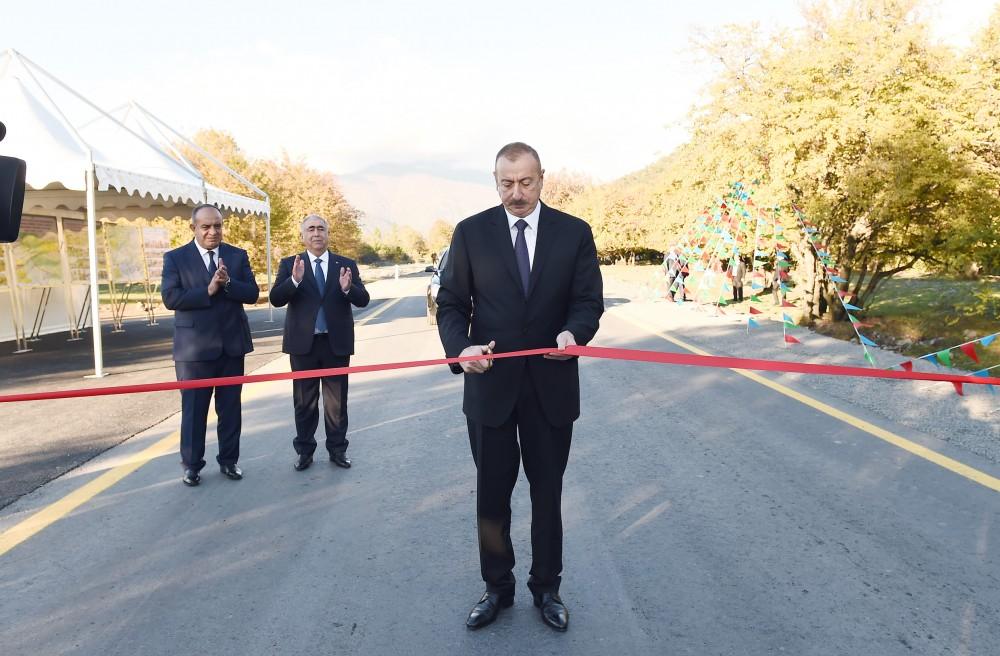 Azərbaycan Prezidenti Qax-Qıpçaq-Ağyazı avtomobil yolunun açılışını edib (FOTO)