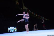 Bakıda akrobatika gimnastikası üzrə Dünya Kubokunda iştirak edəcək idmançıların podium məşqləri keçirilir (FOTO)
