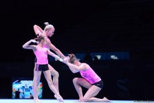 Bakıda akrobatika gimnastikası üzrə Dünya Kubokunda iştirak edəcək idmançıların podium məşqləri keçirilir (FOTO)