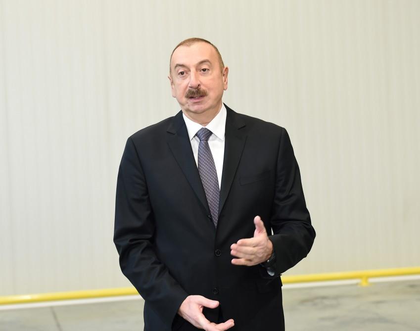 Prezident İlham Əliyev: Sumqayıt Kimya Sənaye Parkının timsalında uğurlu sənaye siyasətimizi görürük və bu siyasət bundan sonra da davam etdiriləcək
