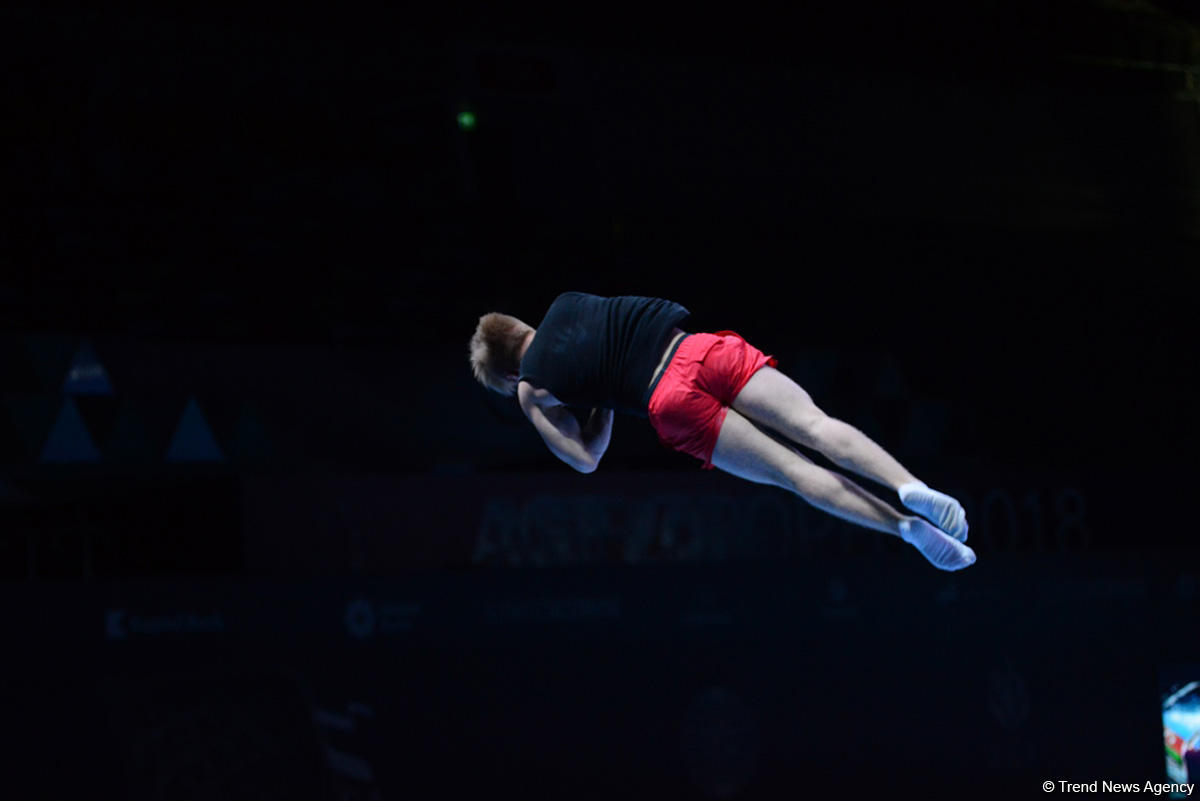 Bakıda akrobatika gimnastikası üzrə Dünya Kubokunda iştirak edəcək idmançıların podium məşqləri keçirilir (FOTO)