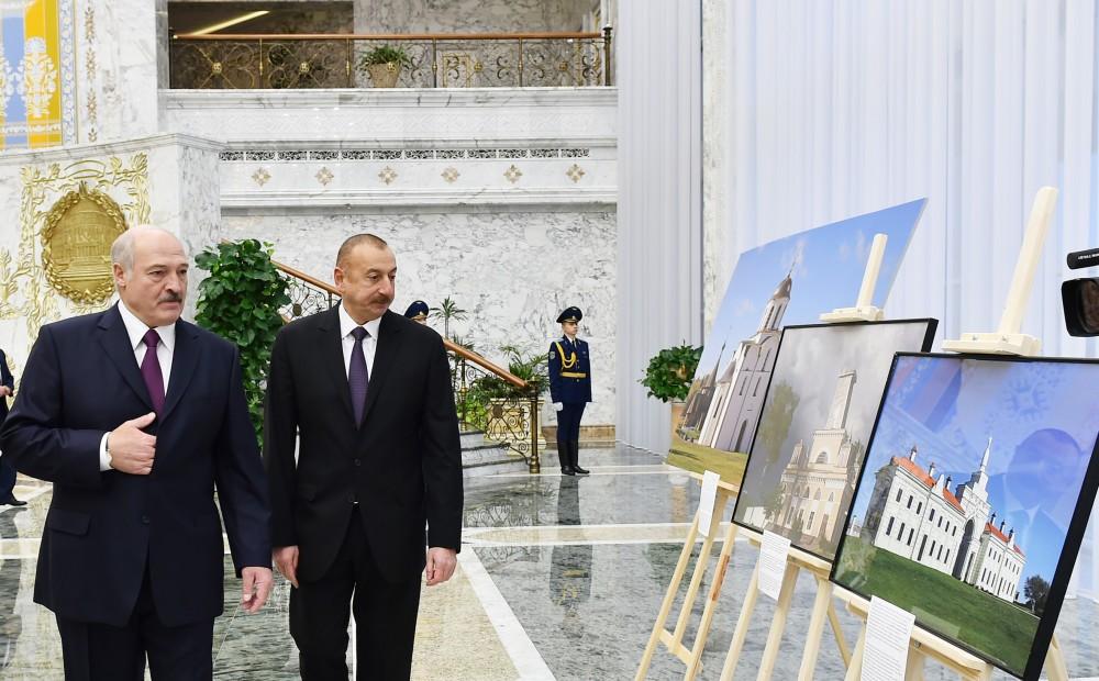 Azərbaycan Prezidenti İlham Əliyevin Minskdə rəsmi qarşılanma mərasimi olub (FOTO)