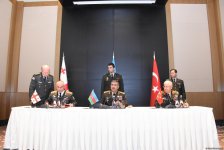 Azərbaycan, Türkiyə və Gürcüstan müdafiə rəsmiləri arasında protokol imzalanıb (FOTO)