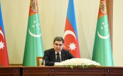 Azərbaycan və Türkmənistan prezidentləri mətbuata birgə bəyanatla çıxış ediblər (FOTO) (YENİLƏNİB)