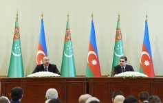 Azərbaycan və Türkmənistan prezidentləri mətbuata birgə bəyanatla çıxış ediblər (FOTO) (YENİLƏNİB)