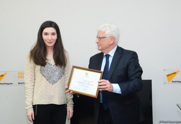 “Trend” in jurnalisti Rusiya-Azərbaycan münasibətləri barədə materialların hazırlanmasına görə diplomla təltif olunub FOTO