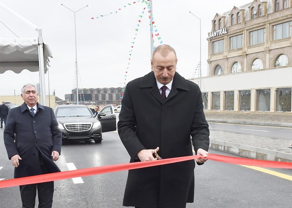 Prezident İlham Əliyev Ziya Bünyadov prospekti ilə Balaxanı-Binəqədi avtomobil yolunu birləşdirən yeni yolun açılışında iştirak edib (FOTO) (YENİLƏNİB)