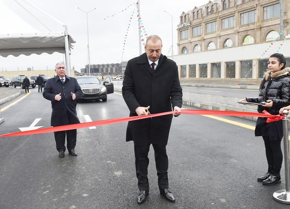 Prezident İlham Əliyev Ziya Bünyadov prospekti ilə Balaxanı-Binəqədi avtomobil yolunu birləşdirən yeni yolun açılışında iştirak edib (FOTO) (YENİLƏNİB)