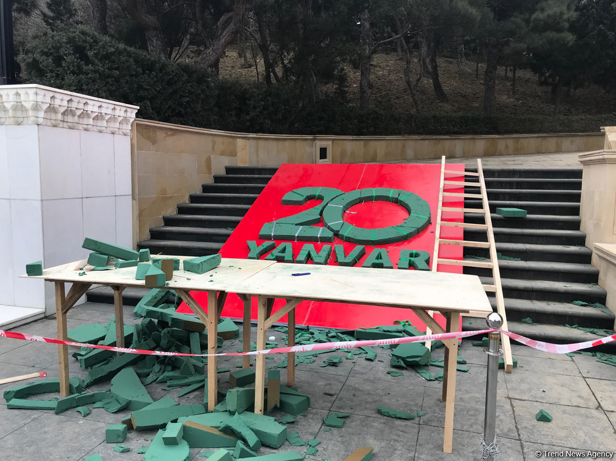 Şəhidlər Xiyabanında 20 Yanvar faciəsi ilə bağlı hazırlıq işlərinə başlanılıb (FOTO)