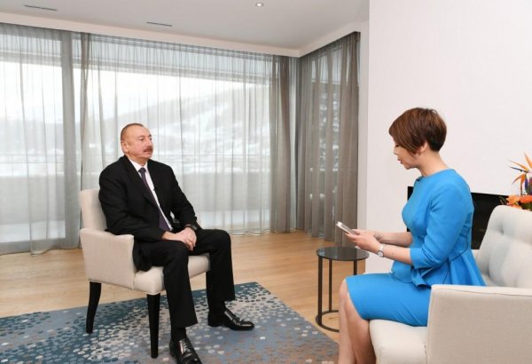 Azərbaycan Prezidenti İlham Əliyev Davosda Çinin CGTN televiziyasına müsahibə verib (FOTO) (YENİLƏNİB)