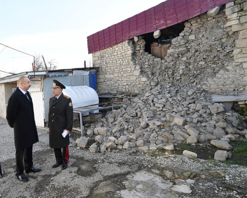 Prezident İlham Əliyev zəlzələnin baş verdiyi Şamaxıda olub (FOTO) (YENİLƏNİB)
