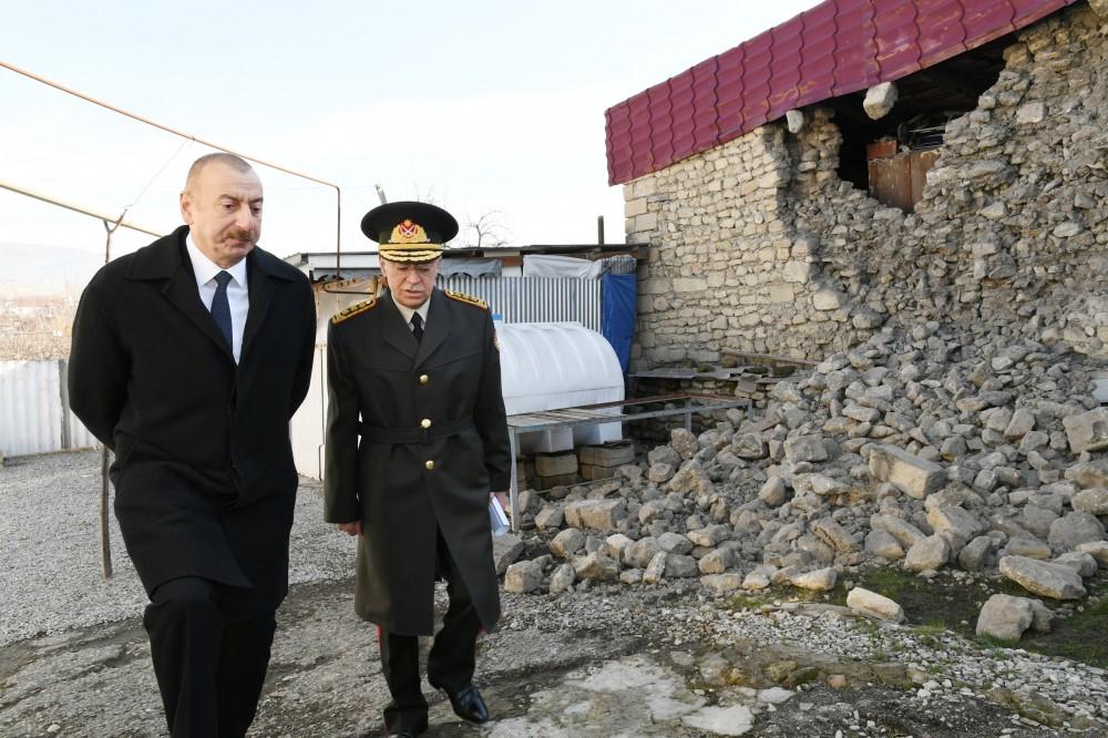 Prezident İlham Əliyev zəlzələnin baş verdiyi Şamaxıda olub (FOTO) (YENİLƏNİB)