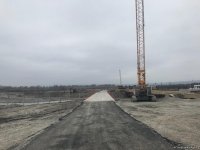 Samur çayı üzərində salınan avtomobil körpüsünün tikintisinə baxış keçirilib (FOTO)