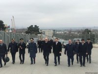 Samur çayı üzərində salınan avtomobil körpüsünün tikintisinə baxış keçirilib (FOTO)