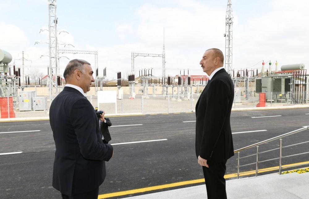 Prezident İlham Əliyev yenidən qurulan "Beyləqan-1" yarımstansiyasının açılışında iştirak edib (FOTO)